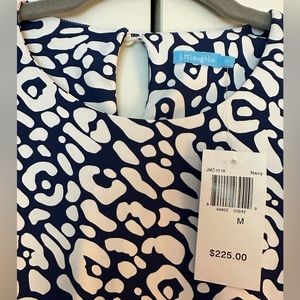 WOW! NWT J McLaughlin Size M Catalyst Dress in Navy White Abstract Animal Print